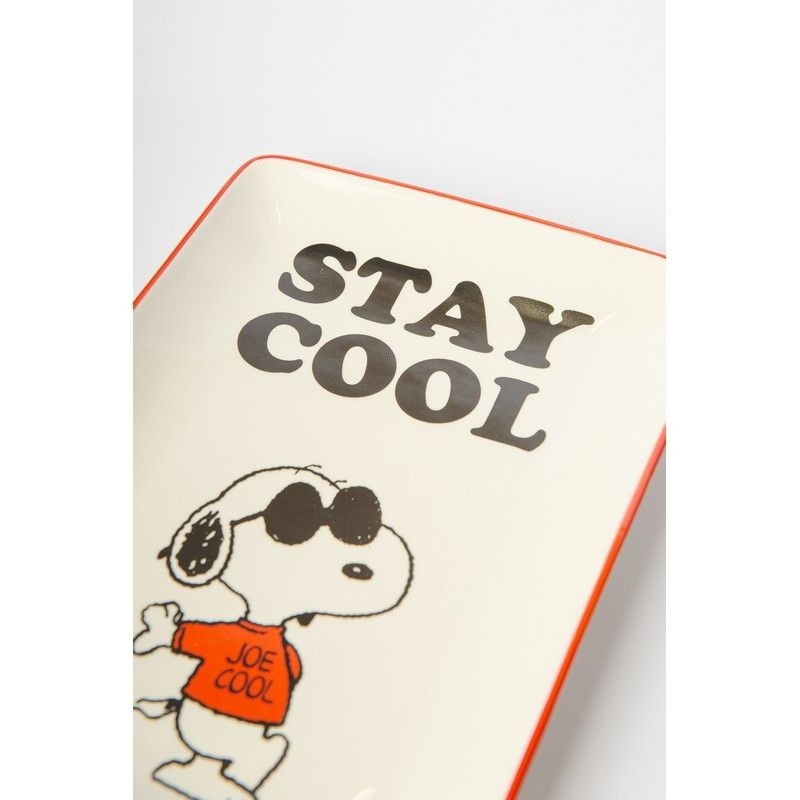 Vassoio in ceramica decorato con Snoopy e scritta 